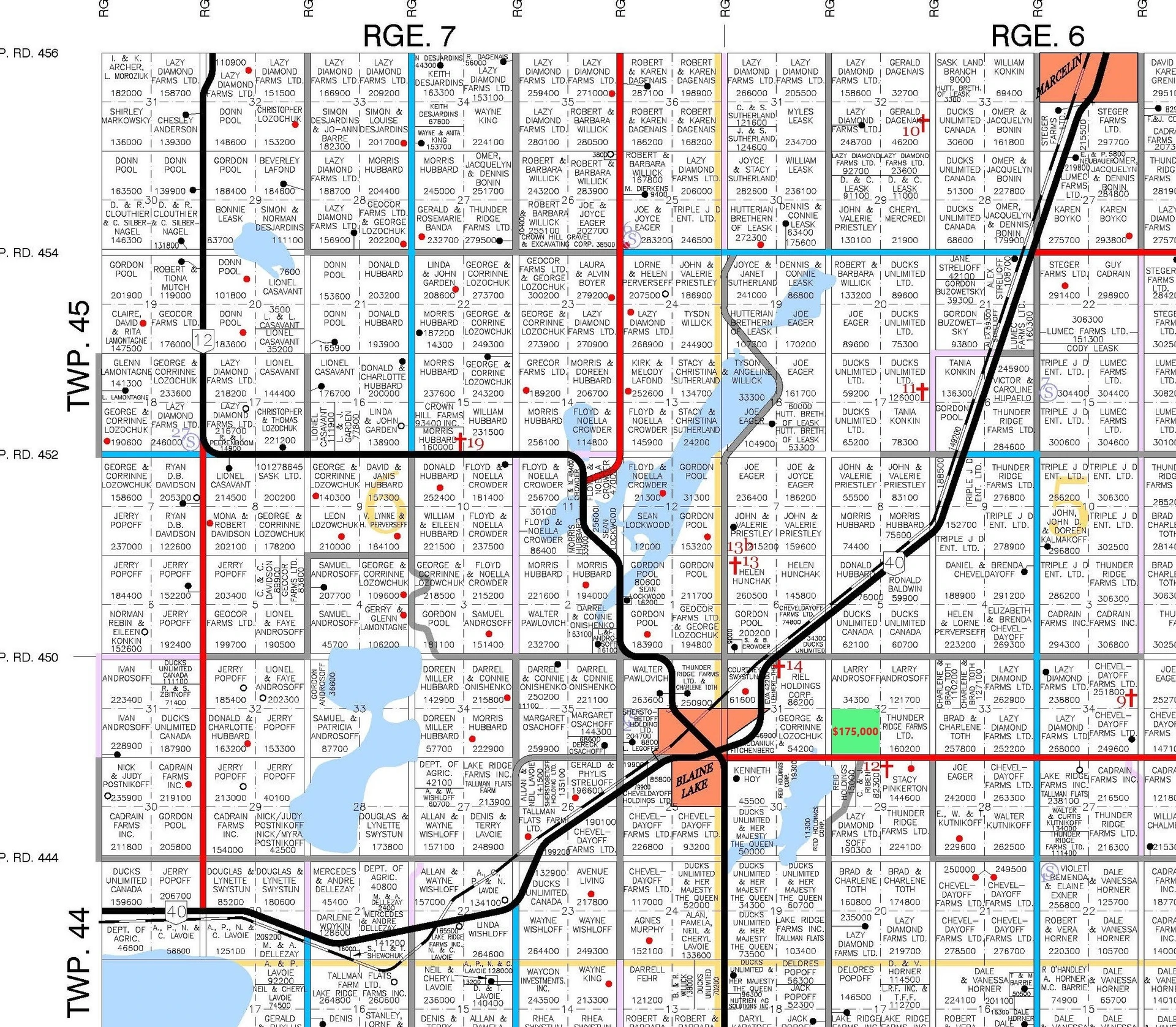 RM 434 Blaine Lake highlighted