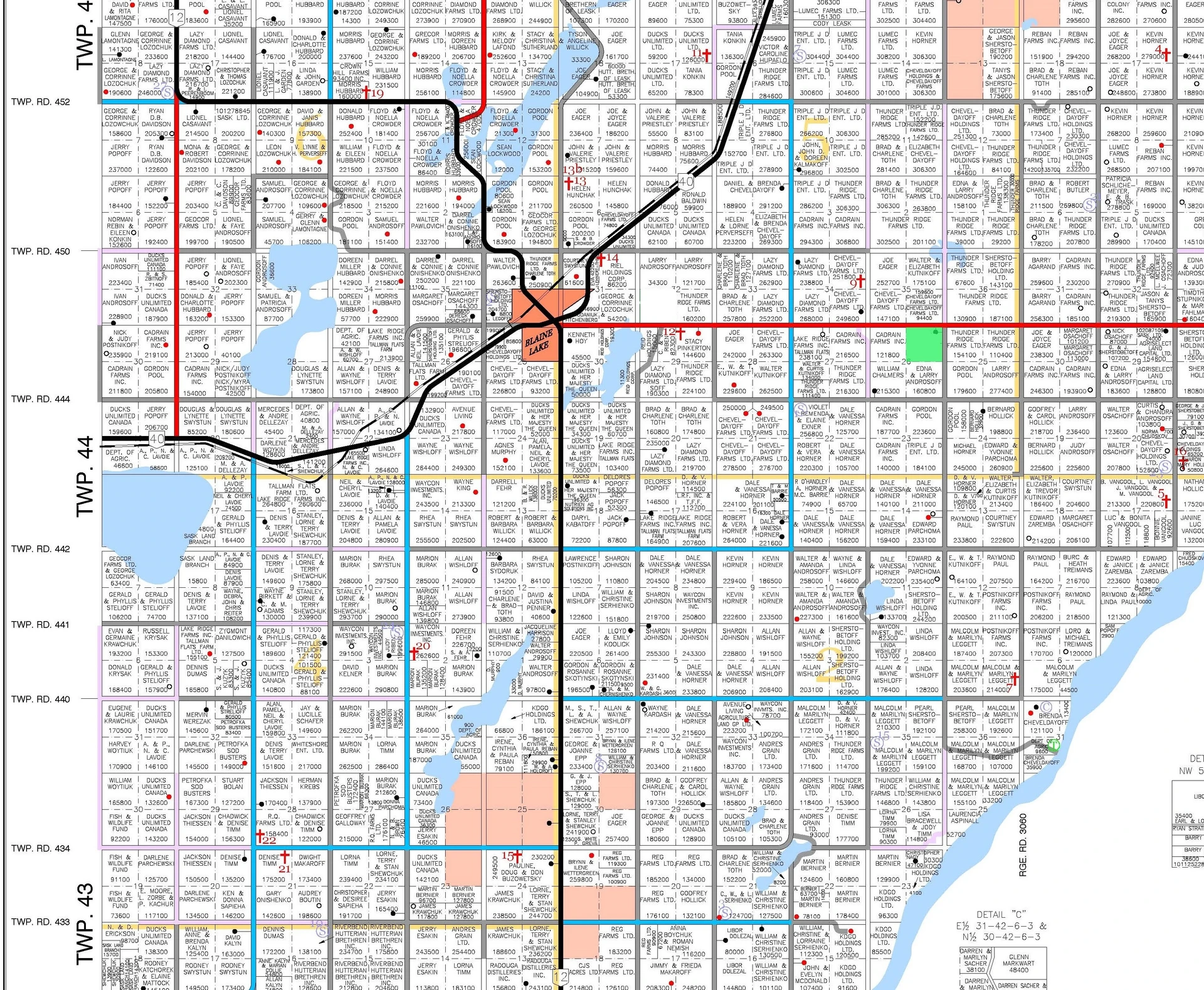 RM 434 Blaine Lake highlighted