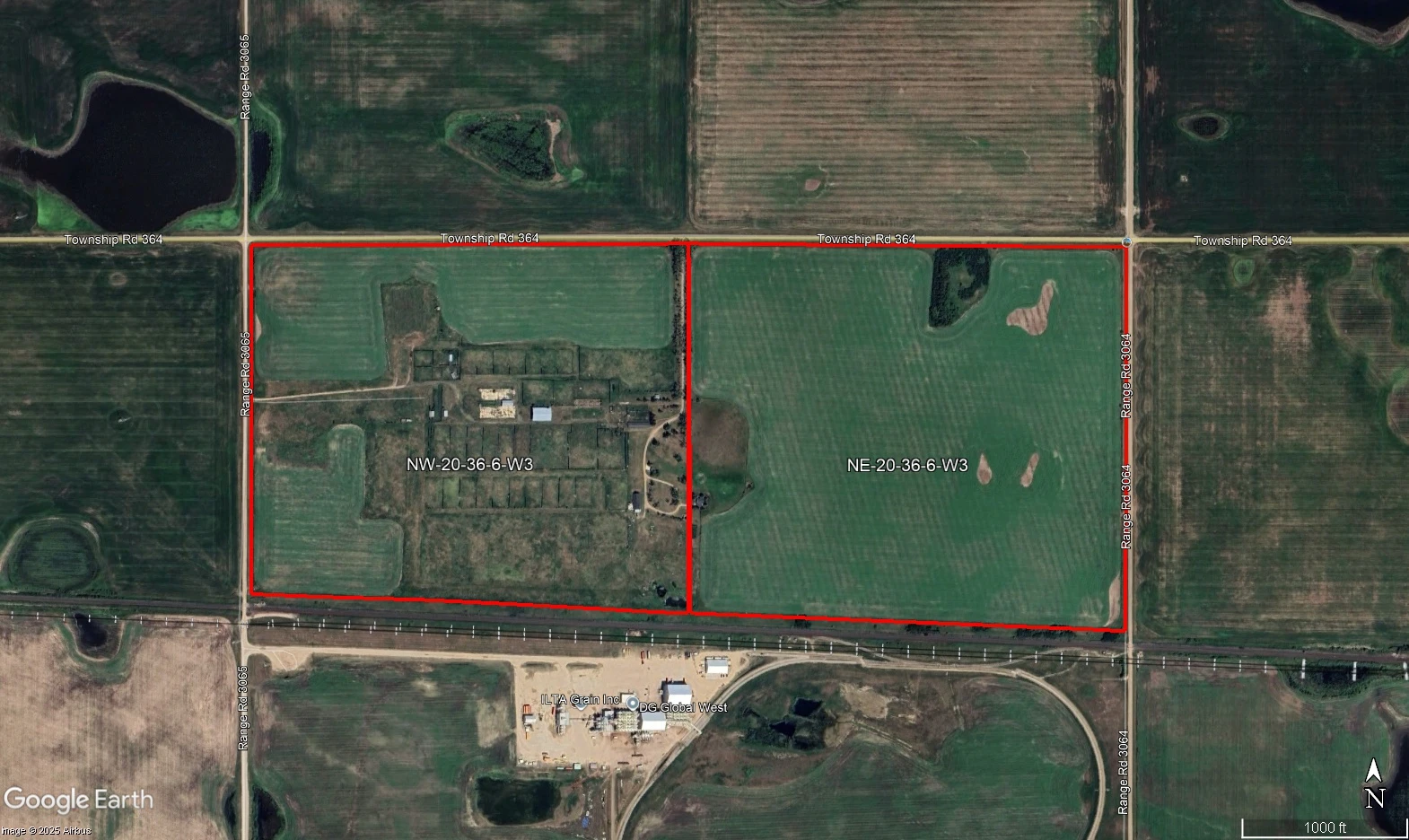 Satellite Image Ptn NW and Ptn NE 20-36-6 W3