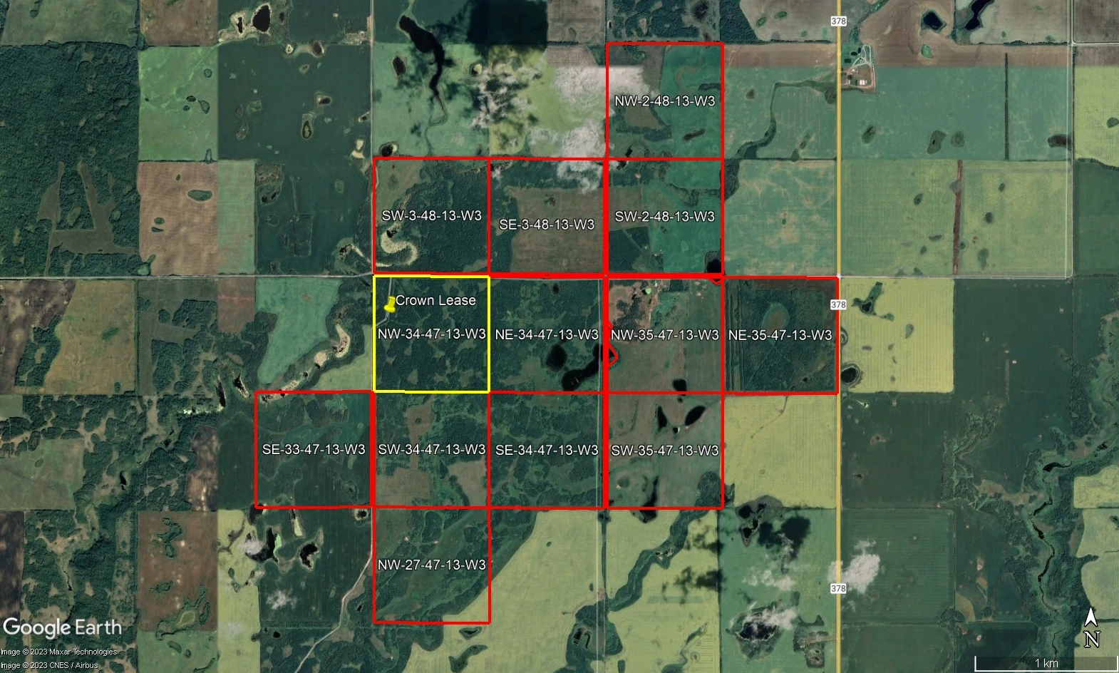 Satellite Image RM 467 outlined