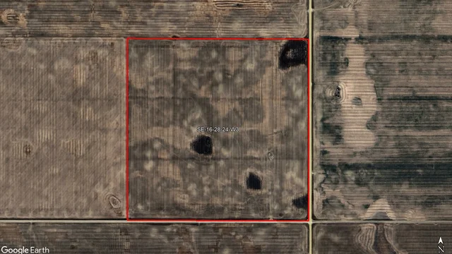 Satellite Image outlined SE 16-28-24 W3